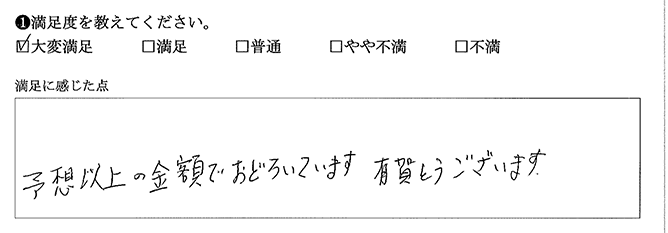 予想以上の金額でした