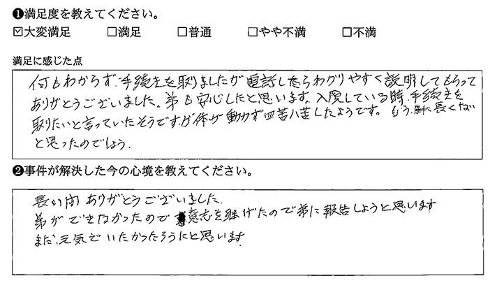 電話でもわかりやすく説明頂きました