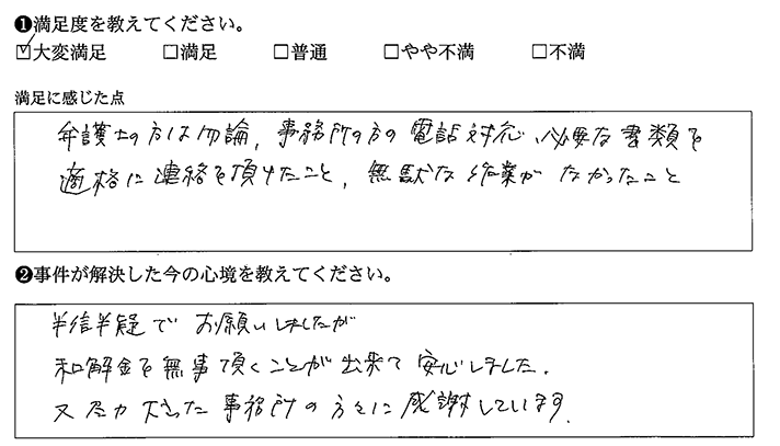 無駄な作業もなく、安心してお任せできました