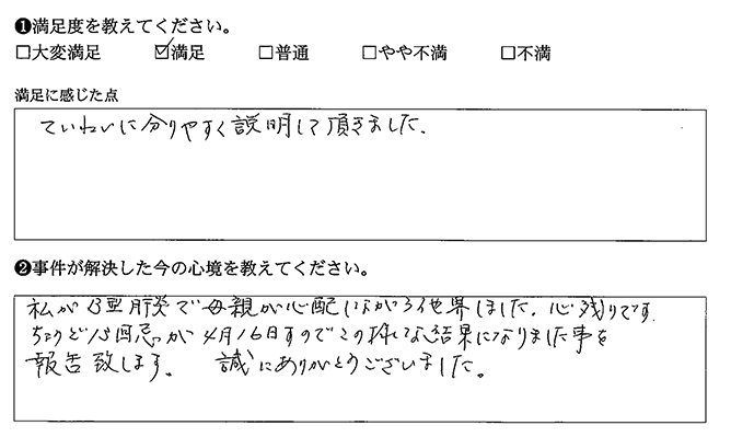 ていねいに分かりやすく説明して頂きました