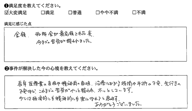 これまでの苦労がやっと報われ、ホッとしています