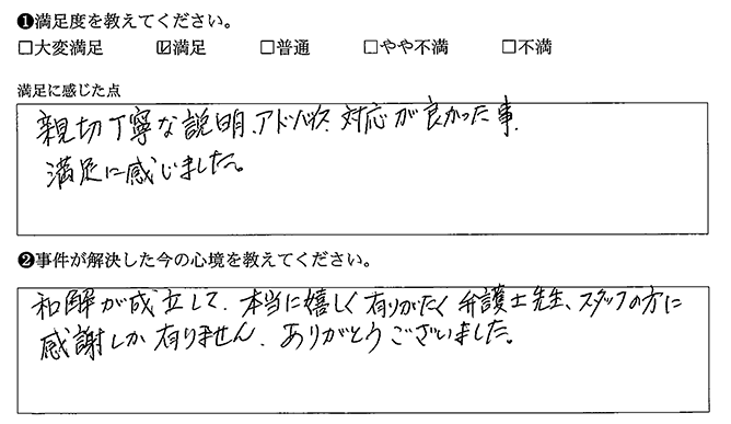 和解が成立して、本当に嬉しく有りがたく、感謝しか有りません