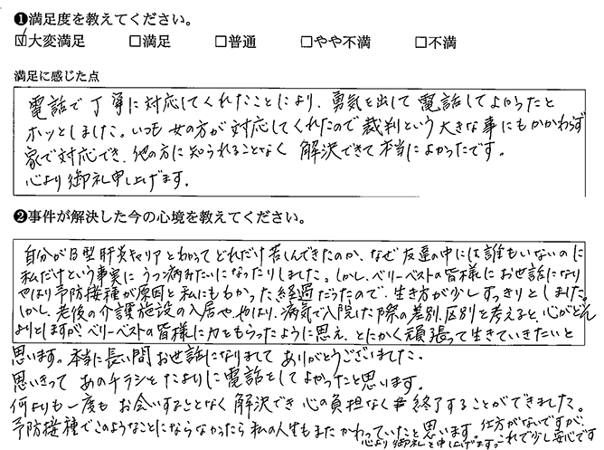 他の方に知られることなく解決できて本当によかったです