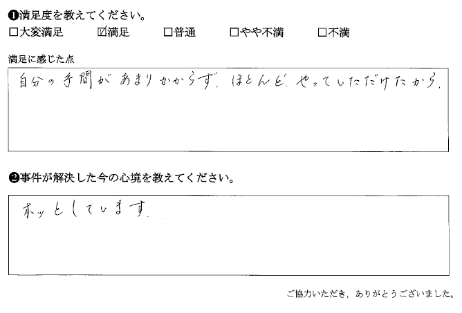 手間があまりかからず、ほとんどやっていただけた