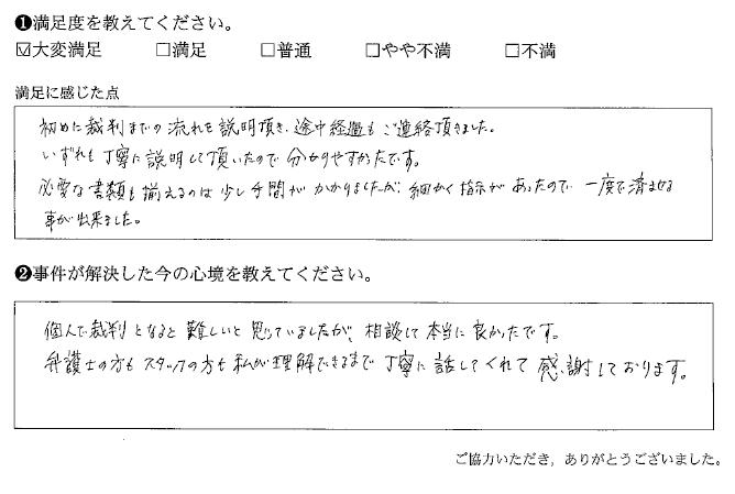 理解できるまで丁寧に話してくれて感謝