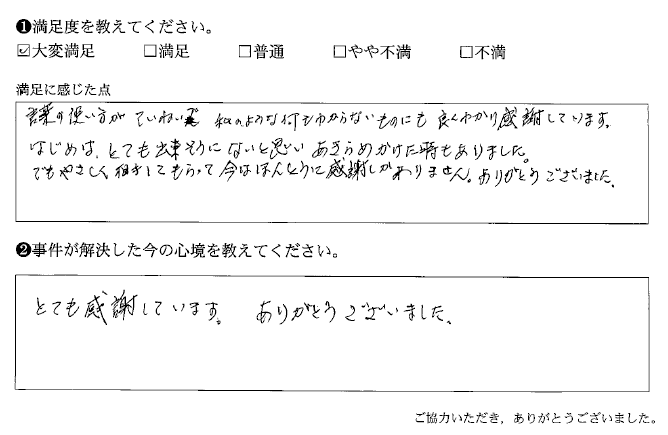 言葉の使い方がていねいで、良くわかり感謝しています