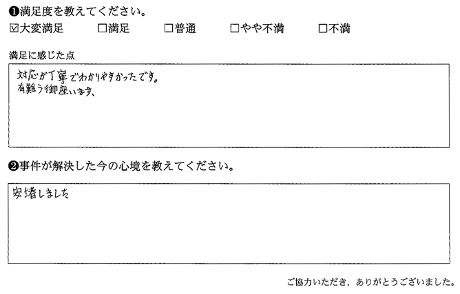 対応が丁寧でわかりやすかったです